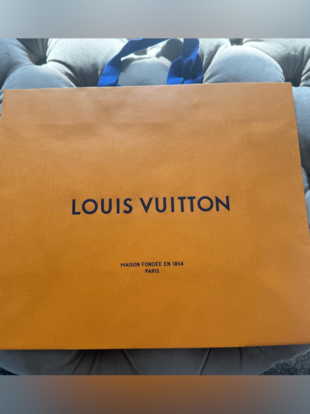 NWOT Louis Vuitton Signature Bright Orange Shopping Totes/Gift Bags Blue 3/$55 - Picture 12 of 12
